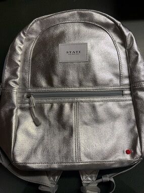 STATE Silver Metallic Backpack for Men